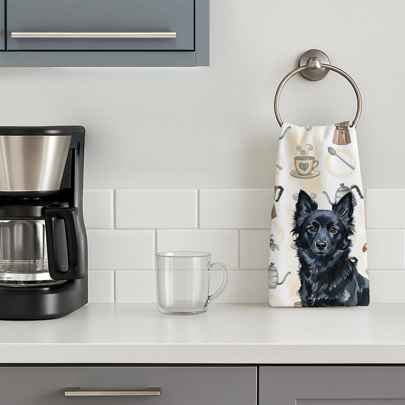 Schipperke Coffee Bar Kitchen Towel, Schipperke