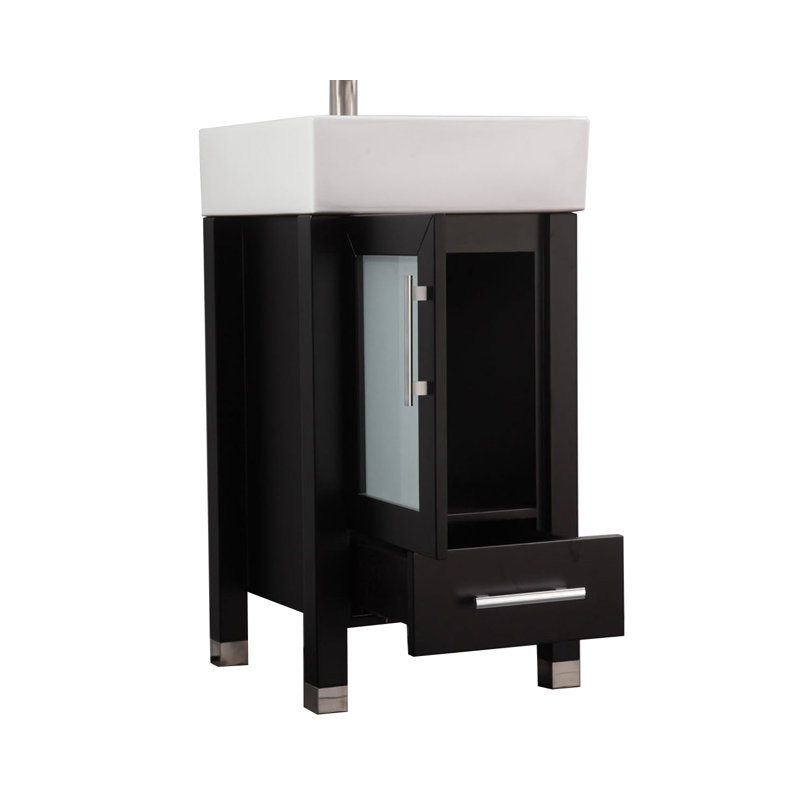 Ensemble de meuble-lavabo simple 18 po avec miroir Govea, Noir