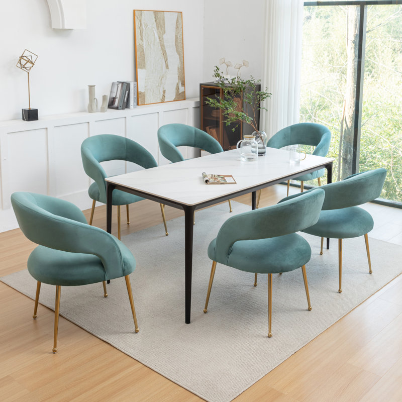 Chaise avec accoudoirs en velours Lokelani, Vert, 6