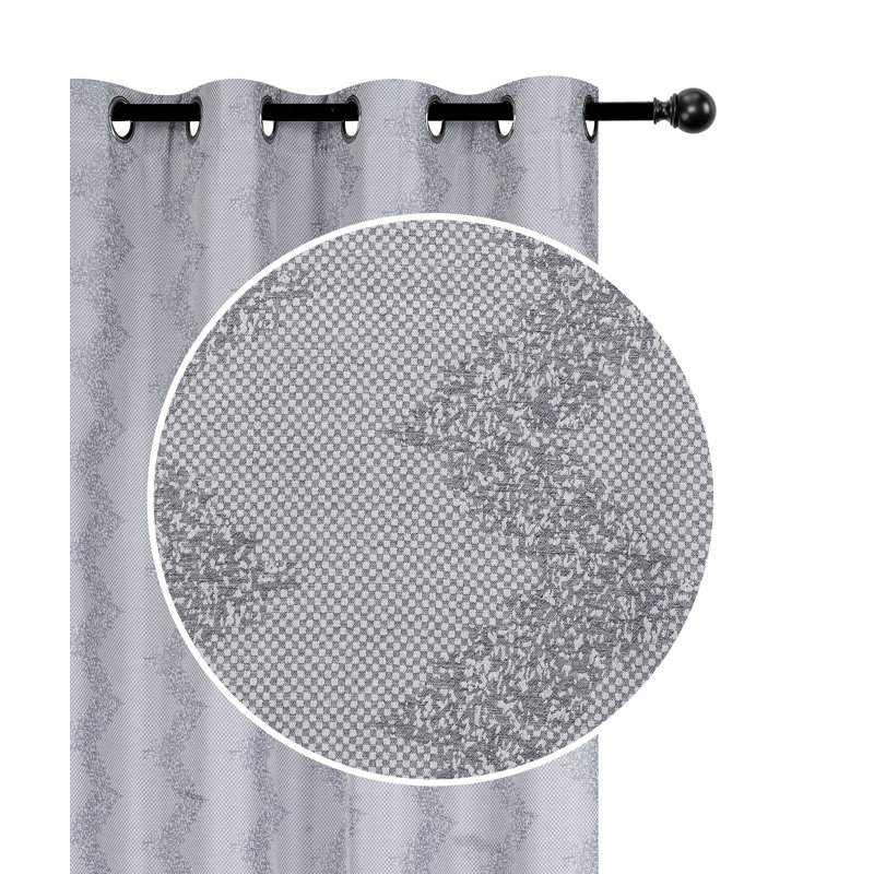 Panneau de jacquard W 8 Grom (chevron) (gris) (84 po) - ensemble de 2, l 54 po x L 96 po, gris