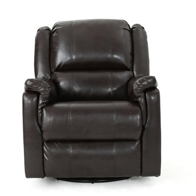 Brown PU Glider Recliner With Swivel