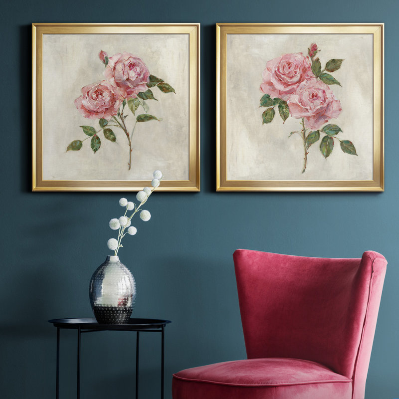 " Botanical Beauties I " 2 - Pieces Painting Print, Gold, 26.5" H x 26.5" W x 1" D