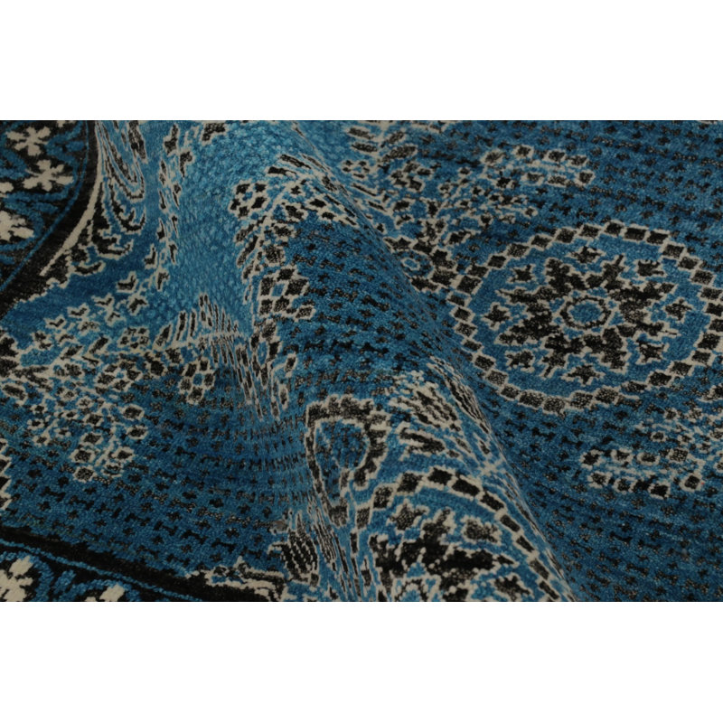 Rug & Kilim’S Modern Rug In Electric Blue And Beige