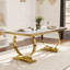 Ensemble de table de salle à manger 5 pièces blanc et doré avec 4 chaises blanches Boucle-1504761422-1504761423