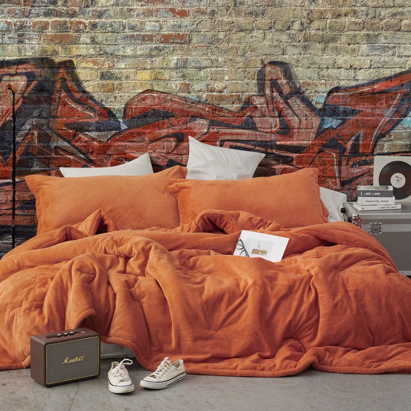 Ensemble d'édredon surdimensionné Coma, Édredon pour très grand lit + 2 très grandes ta, Orange