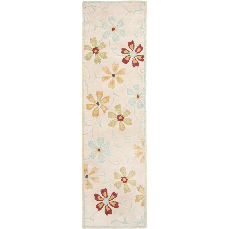 Elias Hand Hooked Wool Floral Rug, Runner 2'3" x 8'