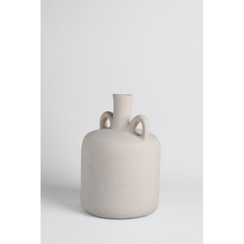 Princeton Terracotta Vase Natural Black H 9.8" & Dia 6.9", White