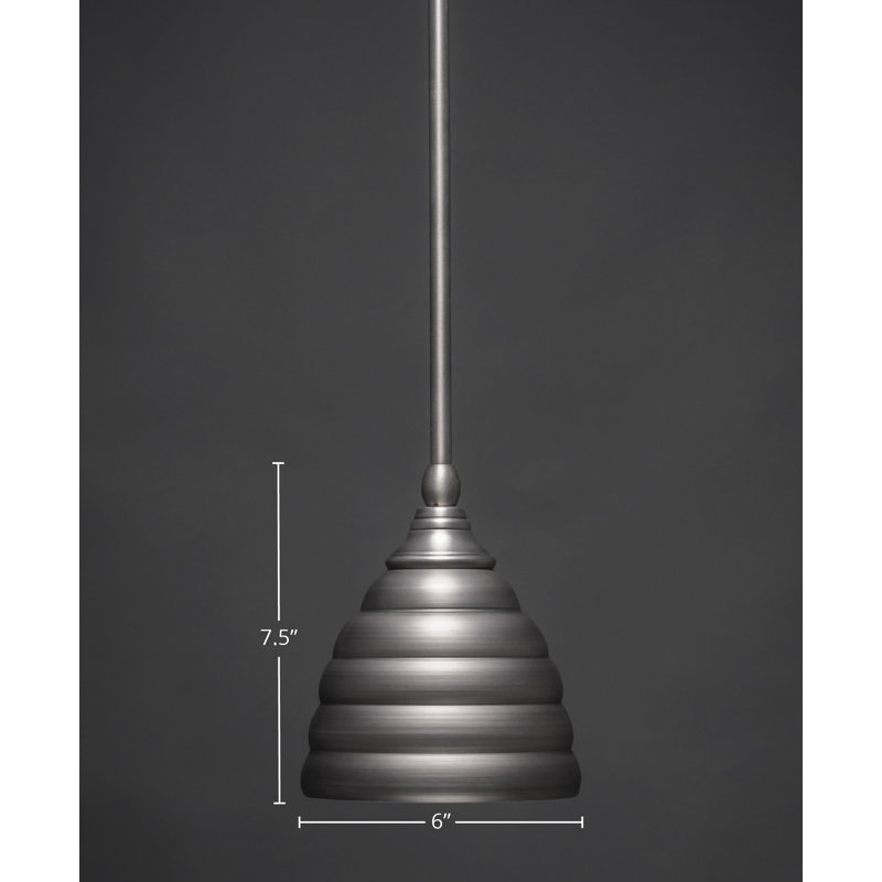 Stem Hung Mini Pendant With 6" Brushed Nickel Beehive Metal Shade, Brushed Nickel