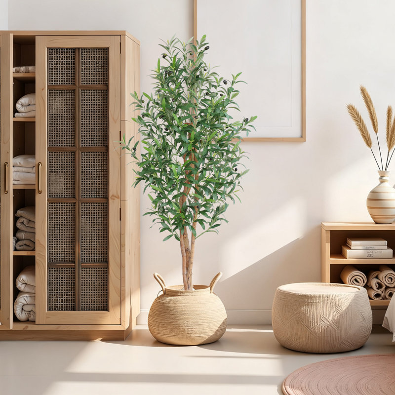 59" Artificial Tall Olive Tree With Pot
