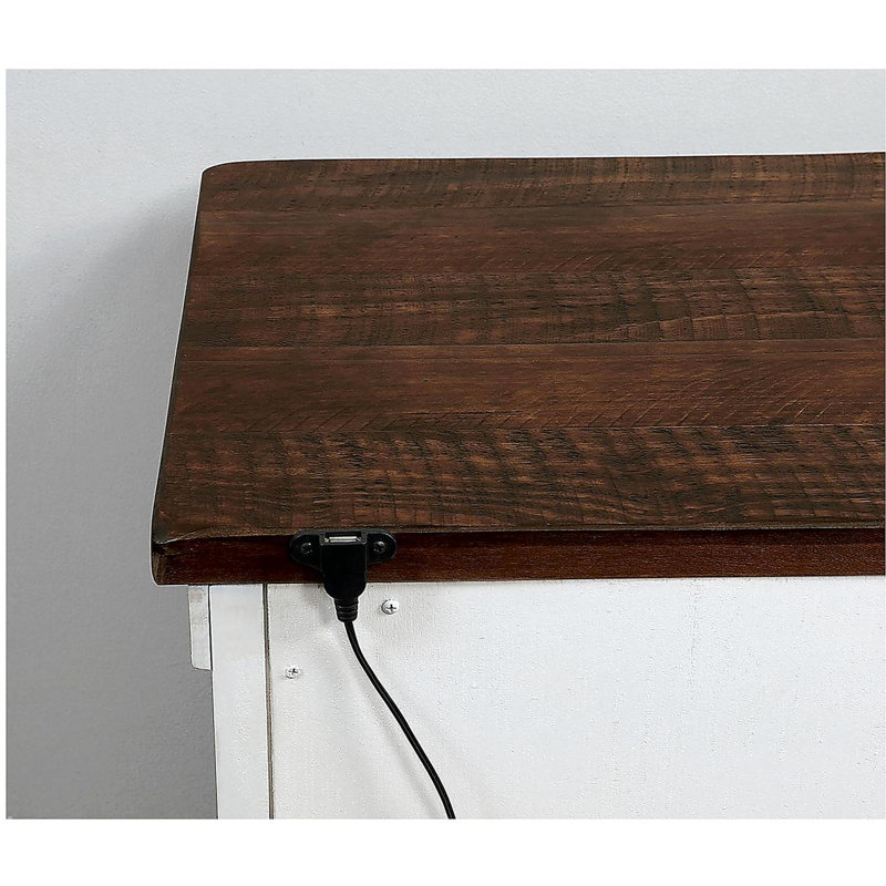 Table de chevet en bois massif vieilli 1pc