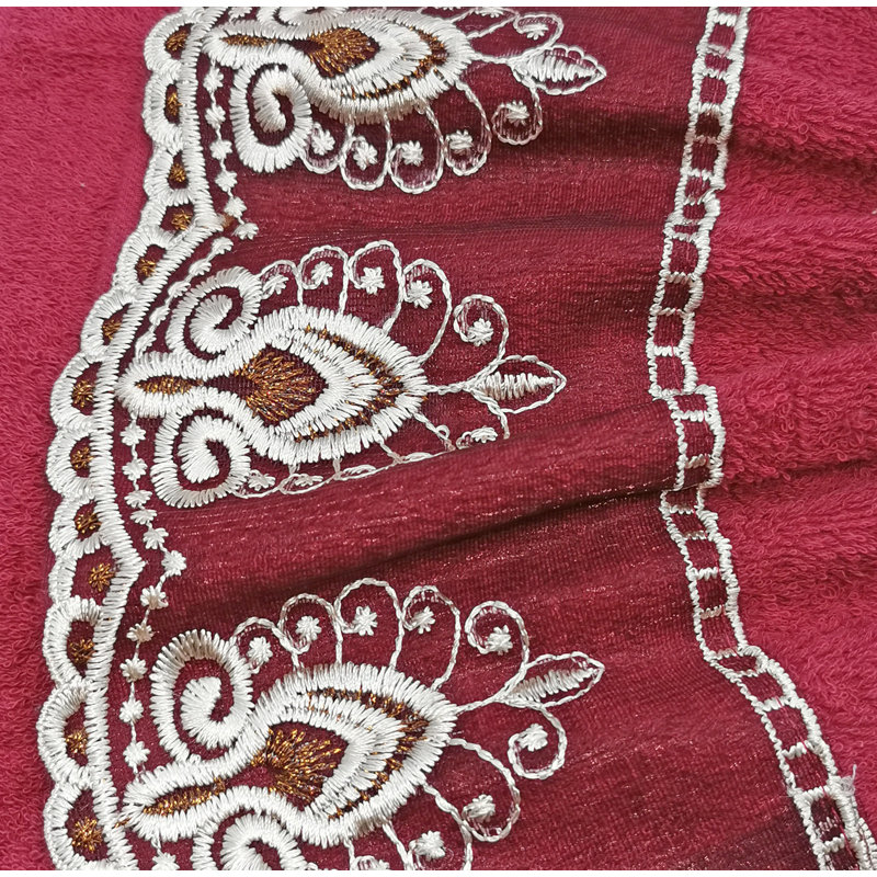 Ensemble de serviettes 100% coton 3 pièces Carli, Rouge