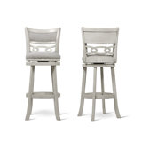 Scoggin Swivel Upholstered Counter Stool with Solid Wood Frame