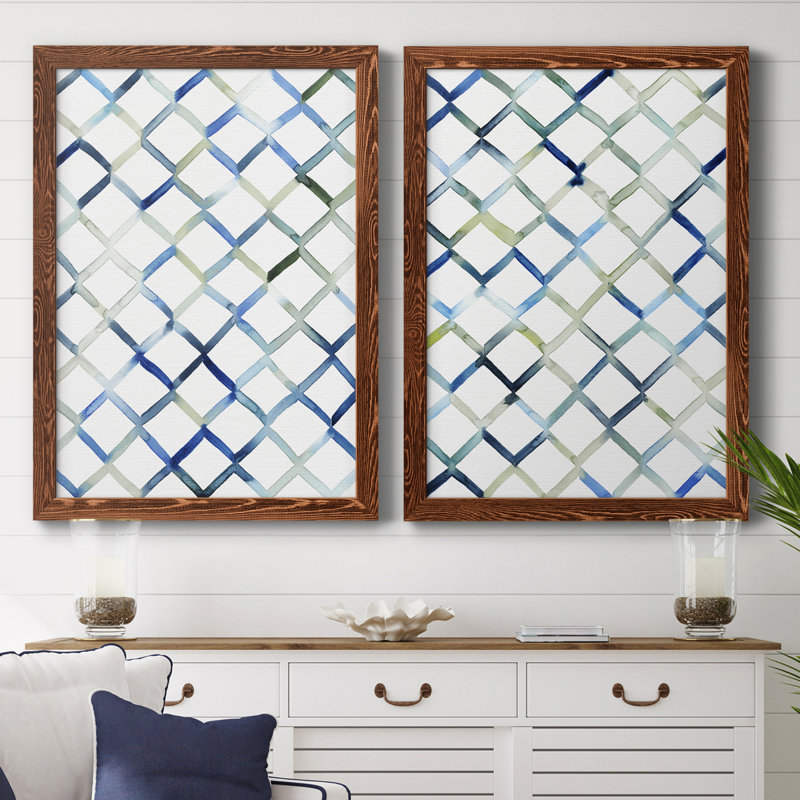 Sea Lattice I - ensemble de 2 peintures encadrées, Toile encadrée érable, H 24 po x l 36 po x P 1,5 po