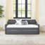 Lit de jour simple rembourré avec lit gigogne simple et charge USB, lin gris foncé-1031759612