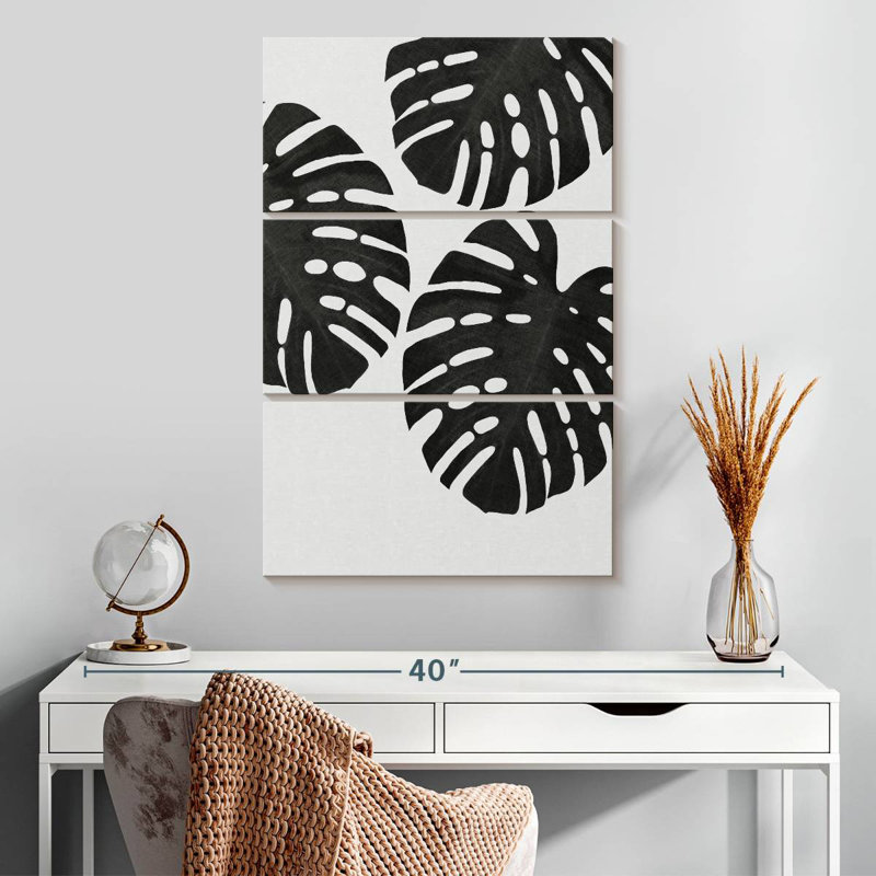 Feuille Harnek Monstera III BW, H 32 po x l 20 po