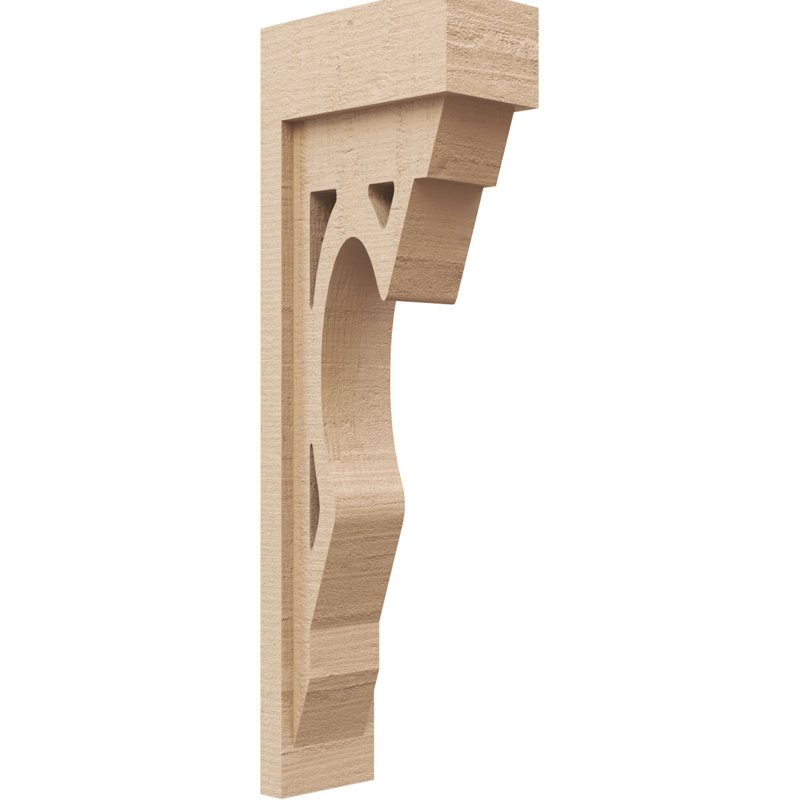 Sheridan Rough Cedar Woodgrain TimberThane Corbel, Primed Tan, 24" H x 4" W x 8" D