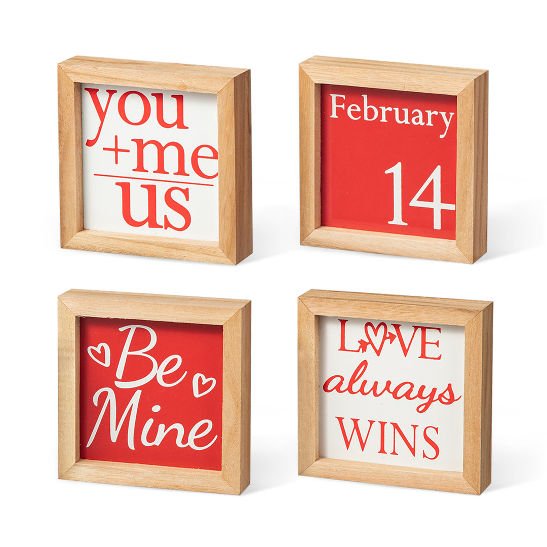 4"H Set Of 4 Valentine's Wooden Block Table Decor The Holiday Aisle®