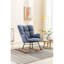 Fauteuil d'appoint à bascule bleu pour chambre à coucher et salon intérieur, dossier, structure en eucalyptus, chambre de bébé facile à nettoyer, capacité de 250 lb, isolation du sol