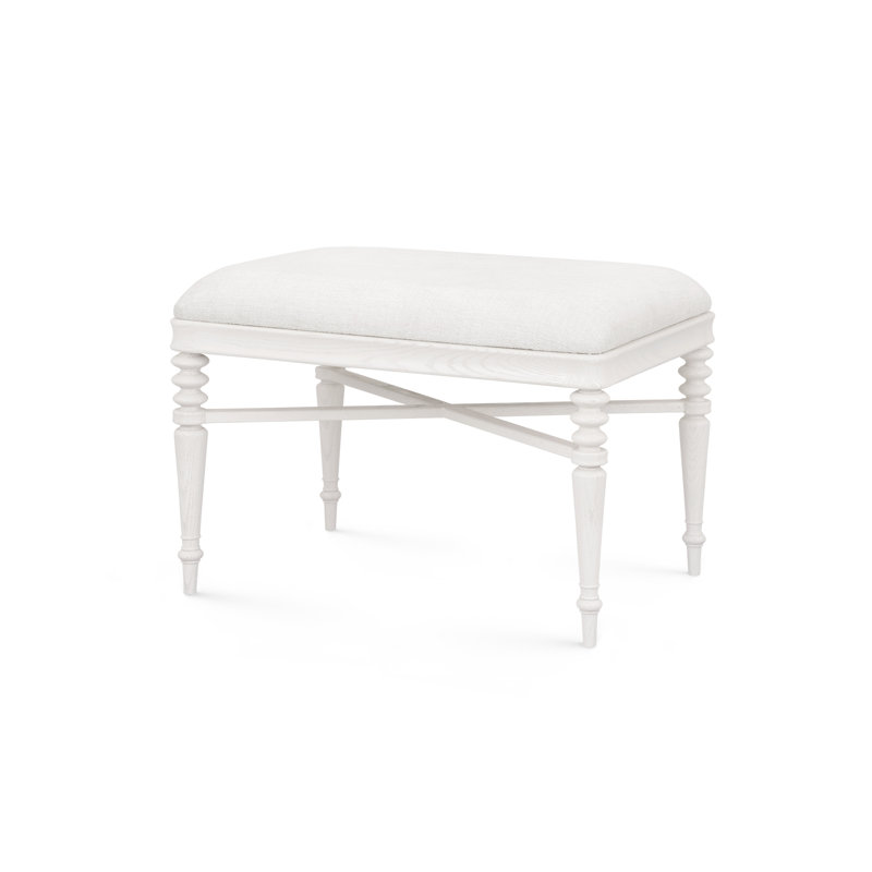 Lawrence Upholstered Accent Stool, Glazed Whisper White