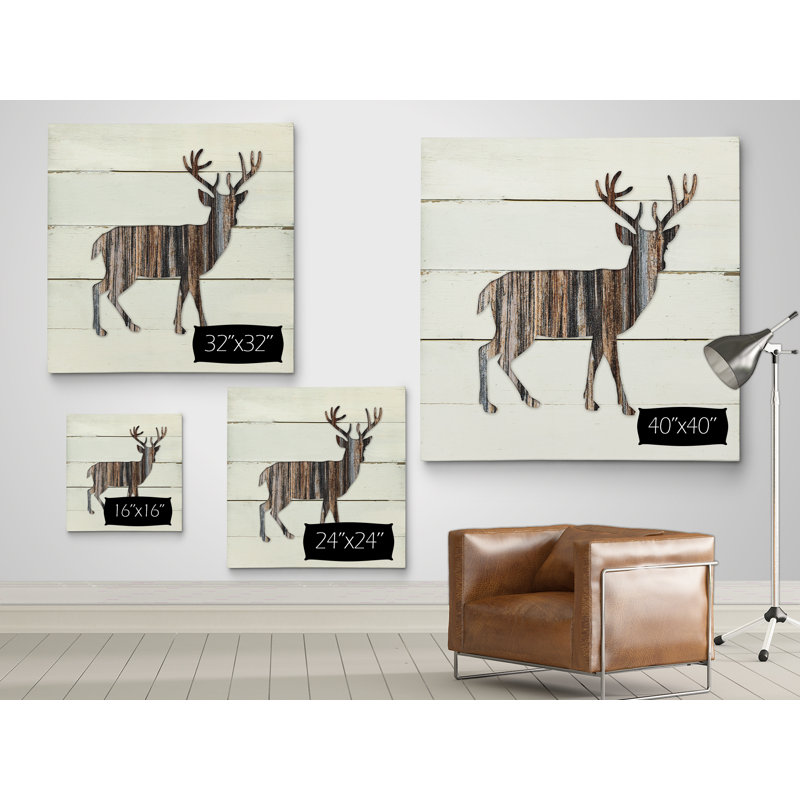 " Woodland Deer ", Wrapped Canvas, 24" H x 24" W x 1" D