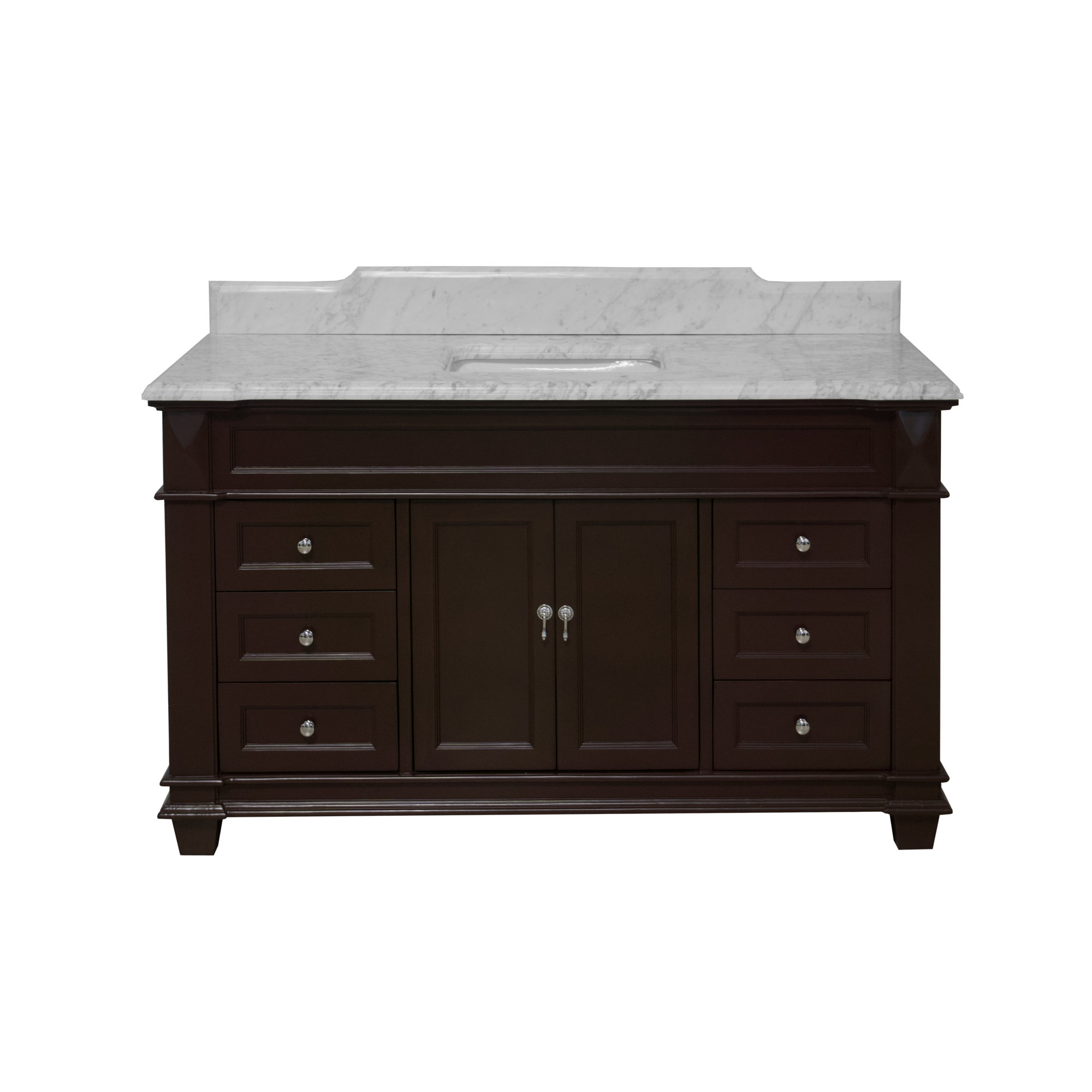 Ensa 60'' Single Bathroom Vanity, Chocolate, Carrara Marble