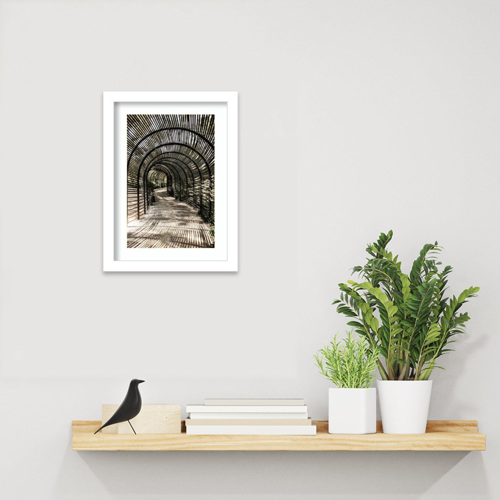 Nihan "Shadow Garden" Print, 13" H x 10" W, White 