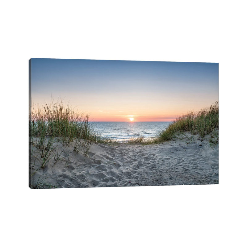 Dune Beach At Sunset par Jan Becke - Toile tendue avec châssis sur toile tendue, H 12 po x l 18 po x 1,5 po, Toile tendue