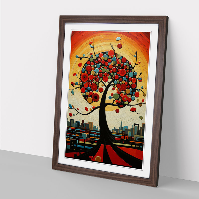 Single Picture Frame Print on Wood, Walnut Framed, 34cm H x 25cm W
