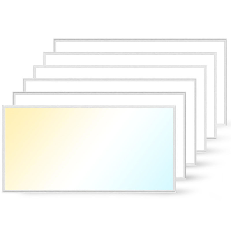 6Pack 2x4 LED Flat Panel Light, Drop Ceiling Light Fixture 50W 6600LM, Selectable Color Temperature 4000K/5000K/6000K, 5-100% TRIAC Dimmable, Recessed Back-lit Fixture for Office