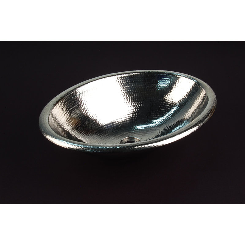 D'Vontz Copper Bathroom Sinks 14'' Metal Oval Drop-in, Undermount, Vessel Bathroom Sink, Rolled, Polished Nickel