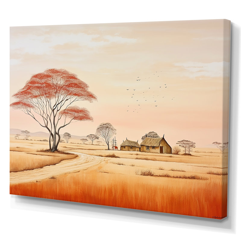 Reproduction d'art africain, paysage sauvage africain I, H 16 po x l 32 po x P 1 po, Toile tendue