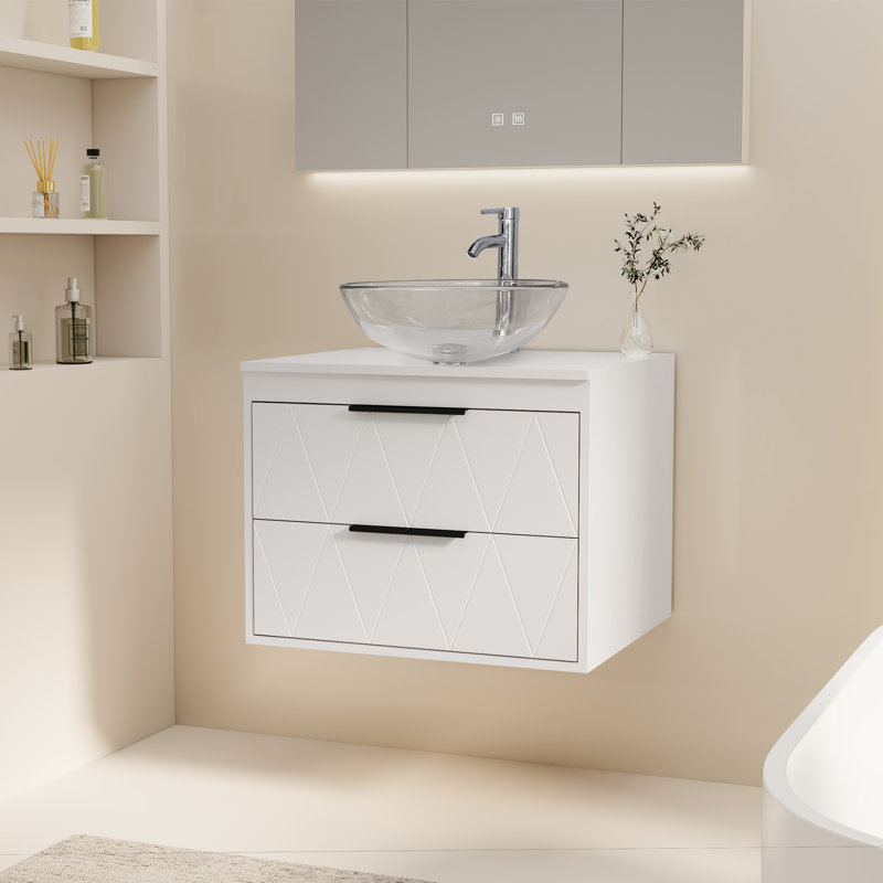 Meuble-lavabo mural 24 po avec lavabo vasque Sharee, Blanc