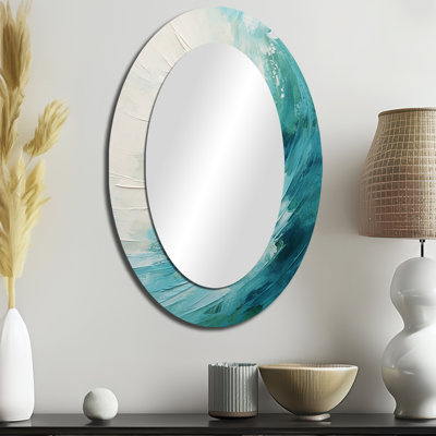 Grand miroir mural ovale en métal Teal Twist Tranquility Spiral