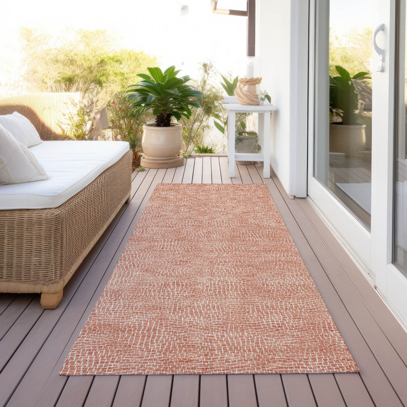 Riyala Orange Washable Indoor-Outdoor Rug - , 2'3" x 7'6"