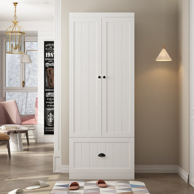 Armoire de rangement haute Roxana de 70 cm (27,6 po) de largeur avec tiroir, portes et étagères réglables