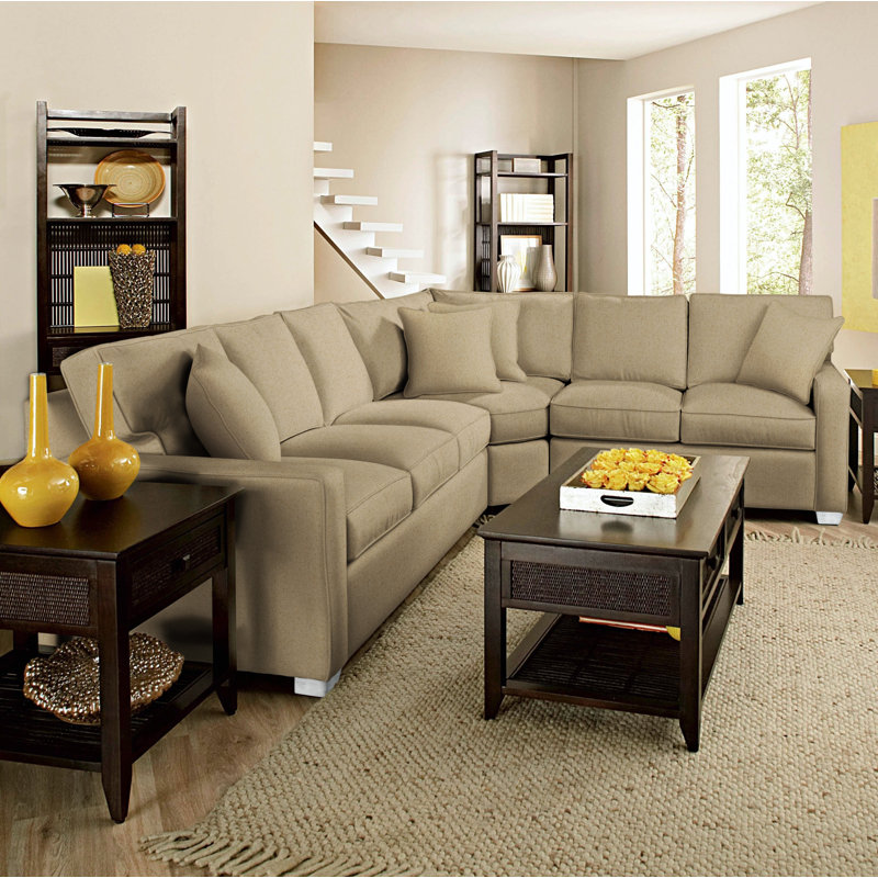 Gramercy Park Upholstered L-Shaped Sectional Symmetrical, Frost White, Elite Sand