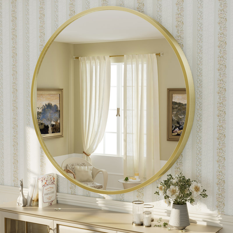 Miroir mural Amara, 48 po x 48 po, Or brossé