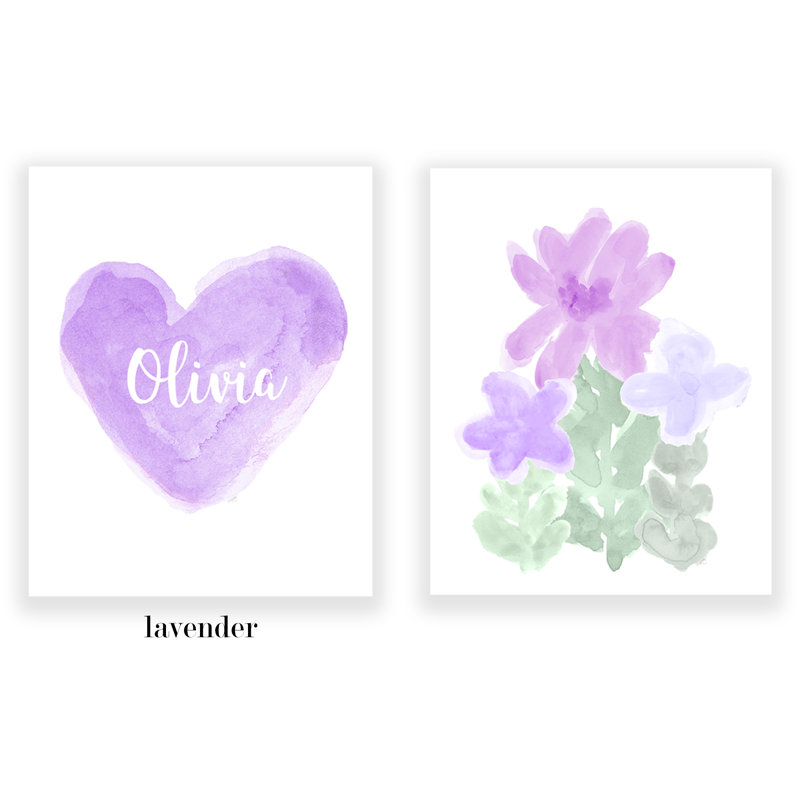 Jardin de fleurs artistique avec cœur personnalisé, impressions sur papier, H 10 po x l 8 po x P 0,06 po, Lavande