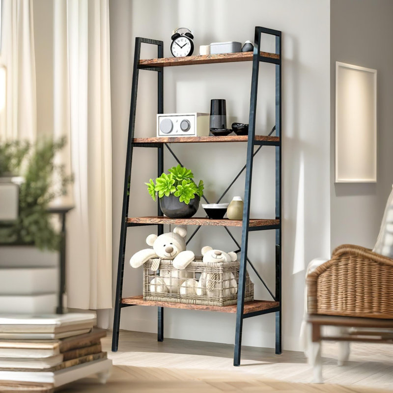 Baillie 145cm H x 60cm W Steel Ladder Bookcase
