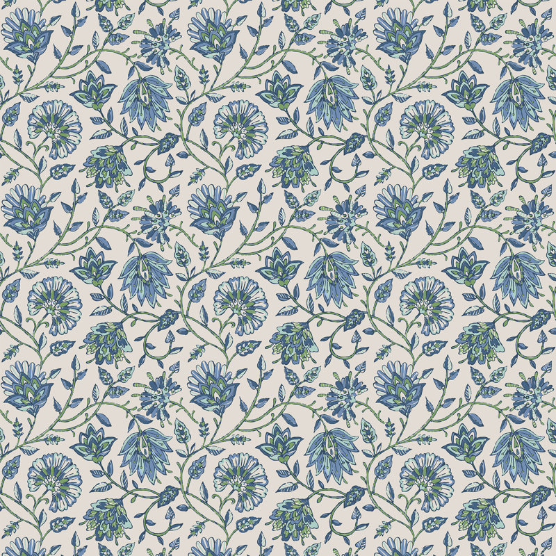 Joules Trailing Indienne Floral Wallpaper, Blue