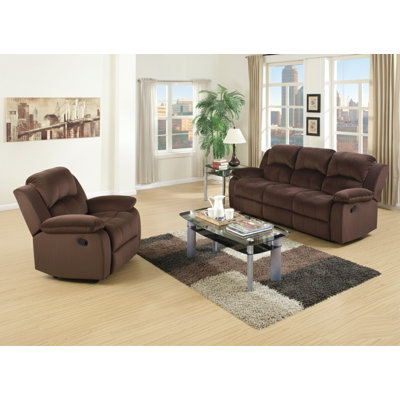 2Pc Living Room Set Horizontal And Vertical Tufting  Cushion Back Pillow Arms Suede Padded