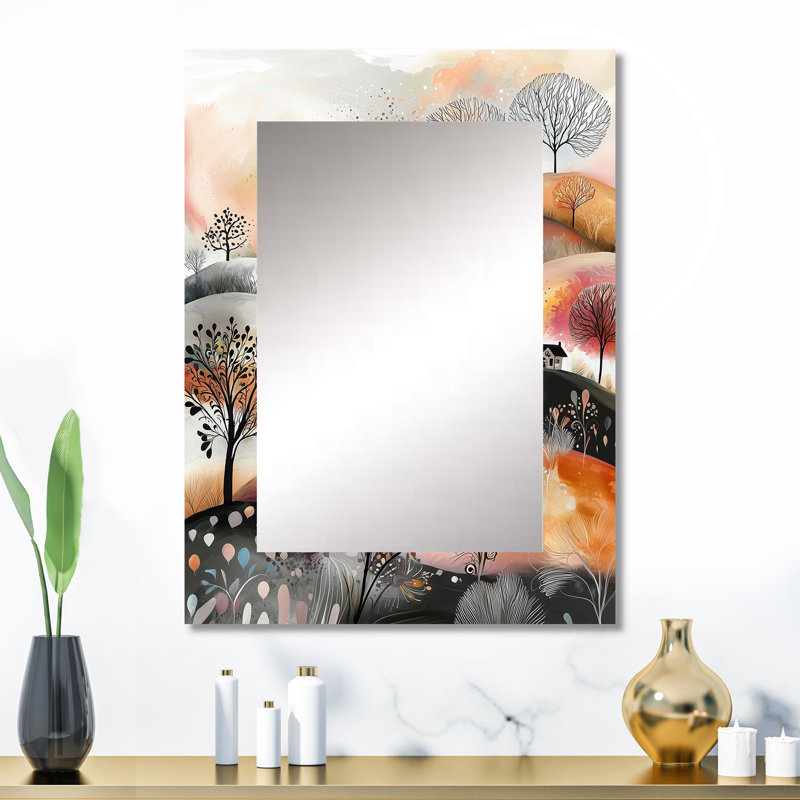 Earth Tones Minimalisme Explosion Landscape I - miroir de paysages, miroir mural brun unique, impression d'art en métal