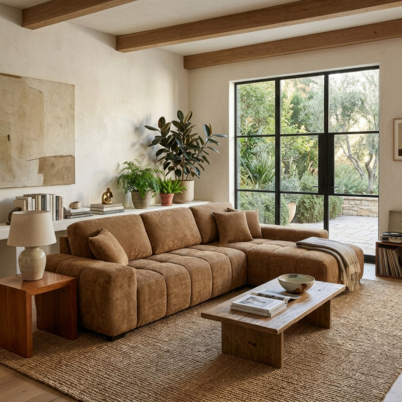 Canapé modulaire Hesse, Amber Brown Polyester Bland