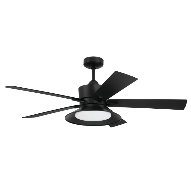 Ventilateur de plafond 52 po avec lumière DEL optionnelle, télécommande incluse, Wi-Fi activé, Noir mat