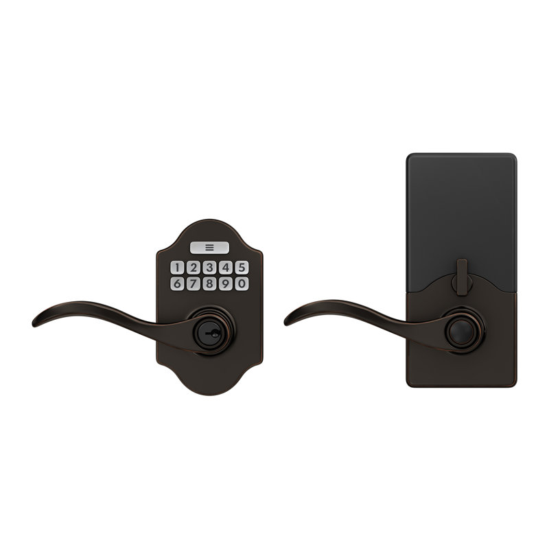 Electronic Smart Door Lever with Arch Rosette, Aged Bronze