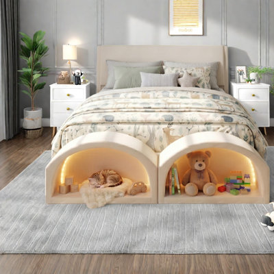 Grands lits multifonctionnels, structure en bois rembourré, maison pour animaux moderne