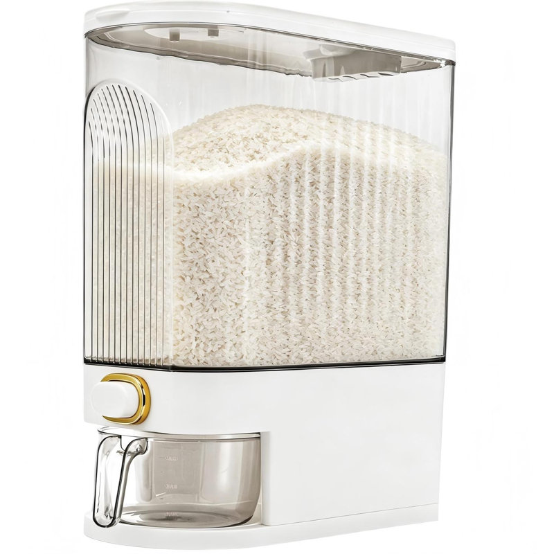 Cididu Clear Rice Holder Dispenser, 22 Lbs Large Grain Storage Container with Measuring Cup
