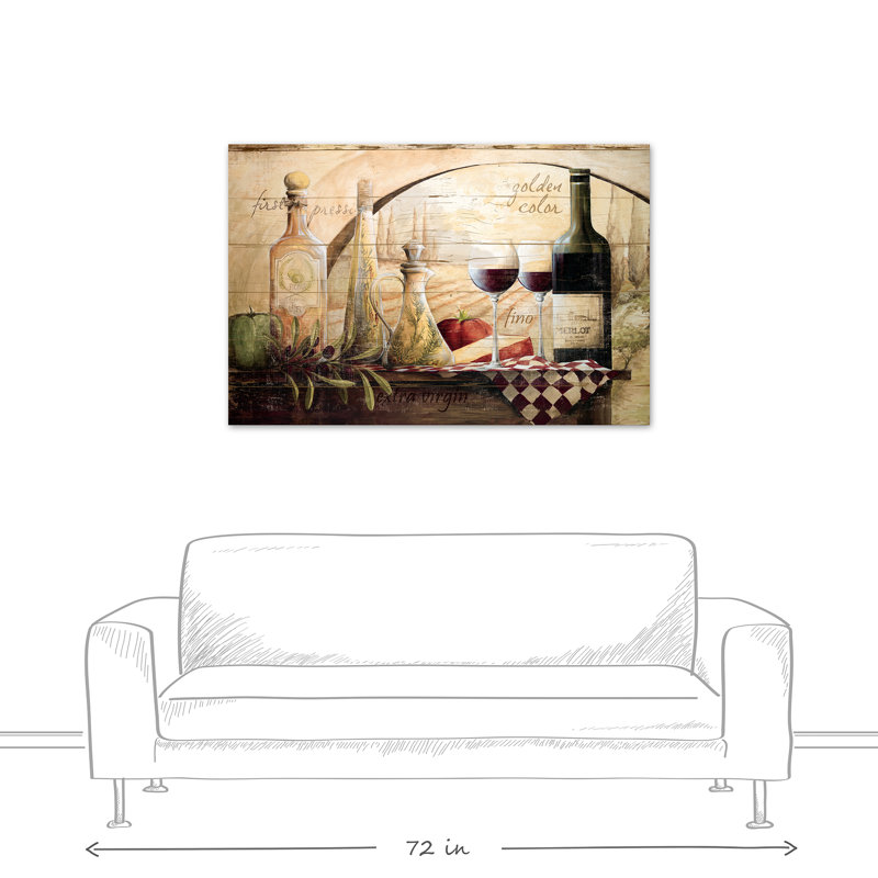 " Tuscan Vineyard Wine ", 12" H x 18" W, Wrapped Canvas, No Frame