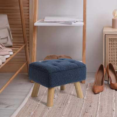 Storage Ottoman, Small Foot Stool Ottoman With Storage, Boucle Teddy Velvet Foot Rest With Padded Seat, Sturdy Wood Legs Stool For Living Room, Bedroo
