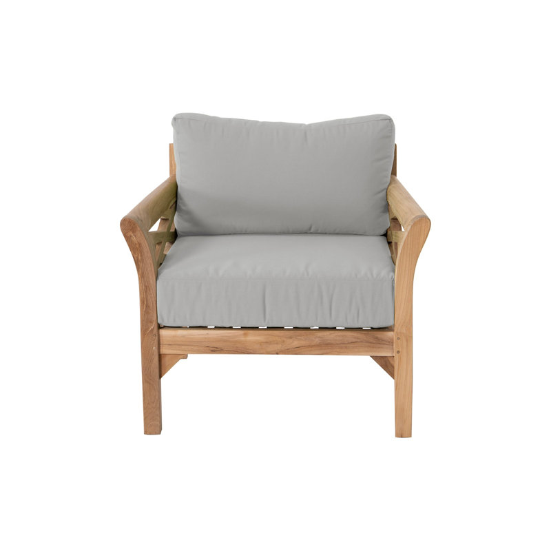 Monterey Outdoor 7 - Piece Teak Conversation Set, Granite, 6 Pcs:  Sofa,2Chair,Cushion,Table,Ottoman